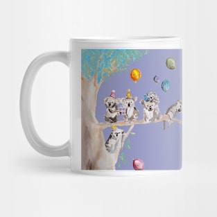 Koala Watercolor Painting, The Koalas Birthday Party - on Purple Mug